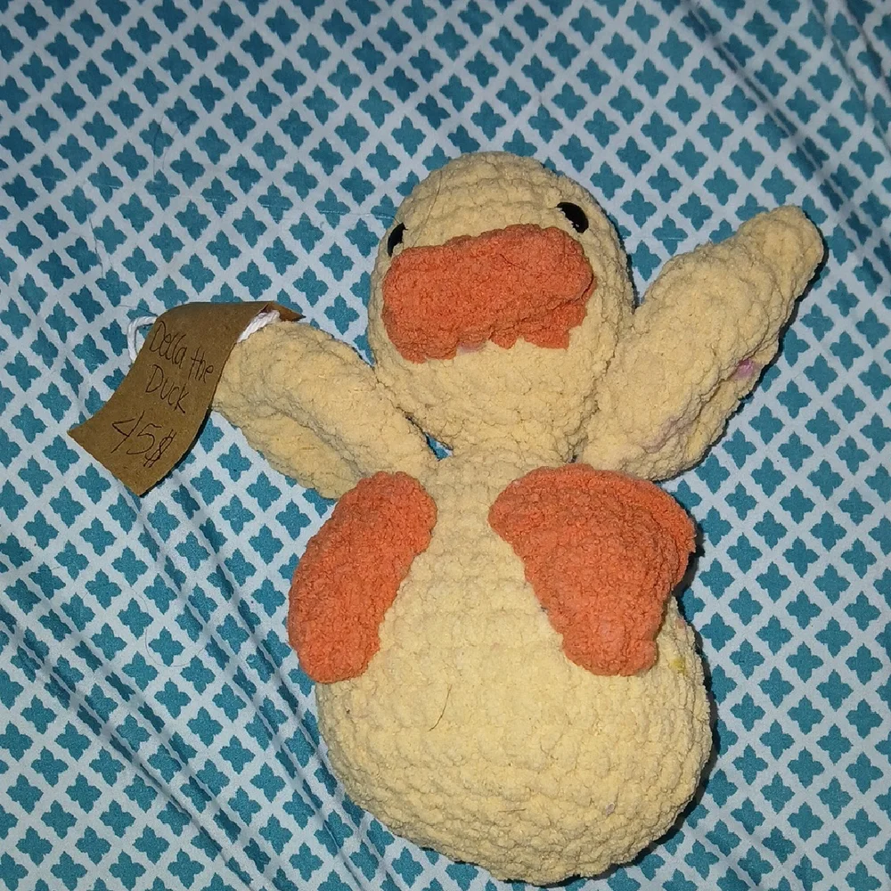 Plush Yellow Duck Toy with Orange Accents